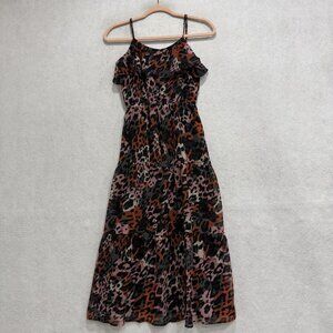 House Of Harlow 1960 X REVOLVE Dress Womens 2XS Leopard Maxi Ruffle Boho